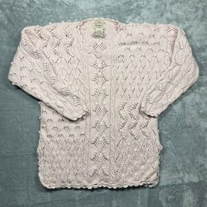 VTG Yarnworks Handknit Sweater Womens Pink Ramie Cotton Popcorn Bobble Large